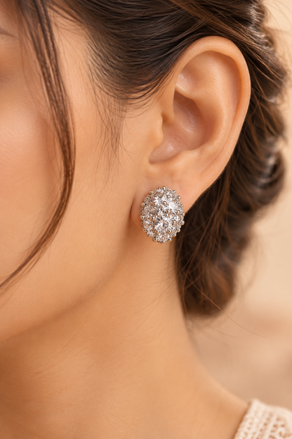 Celeste Crystal Cluster Statement Stud Earrings