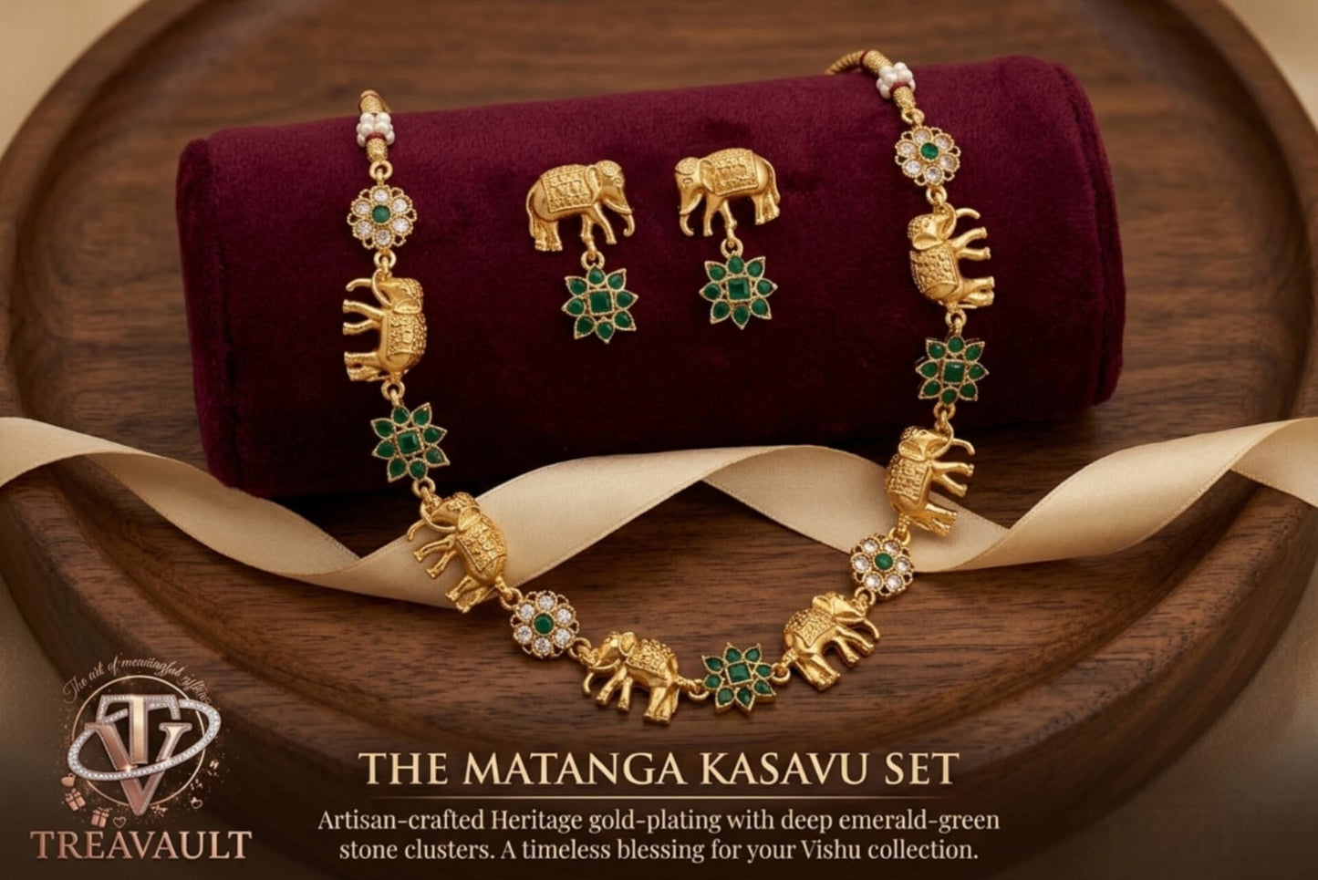 The Matanga Kasavu Heritage Pendent & Earring Set
