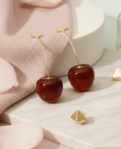Cerise Cherry Drop Statement Earrings