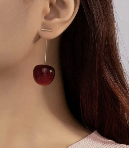 Cerise Cherry Drop Statement Earrings