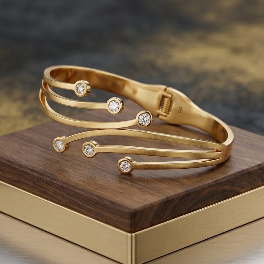 Constellation Sweep Anti-Tarnish Gold Cuff Bracelet