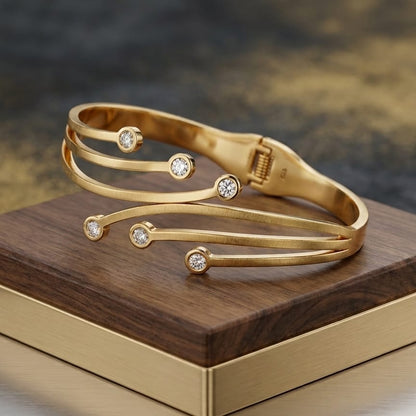 Constellation Sweep Anti-Tarnish Gold Cuff Bracelet