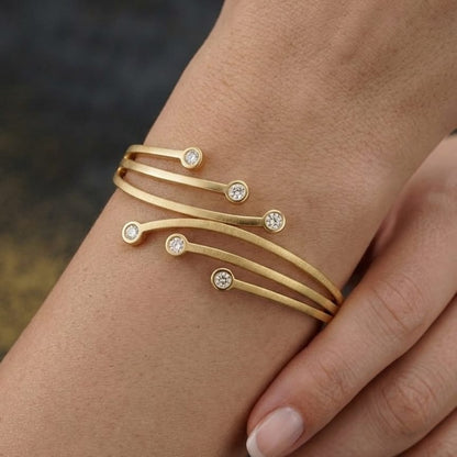 Constellation Sweep Anti-Tarnish Gold Cuff Bracelet