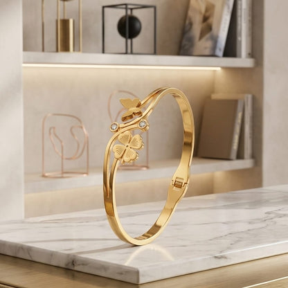 Meadow Luck Anti-Tarnish Gold Cuff Bracelet