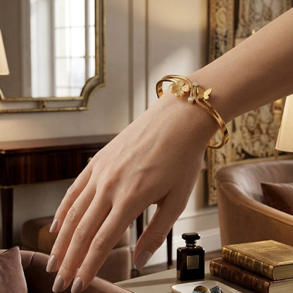Meadow Luck Anti-Tarnish Gold Cuff Bracelet