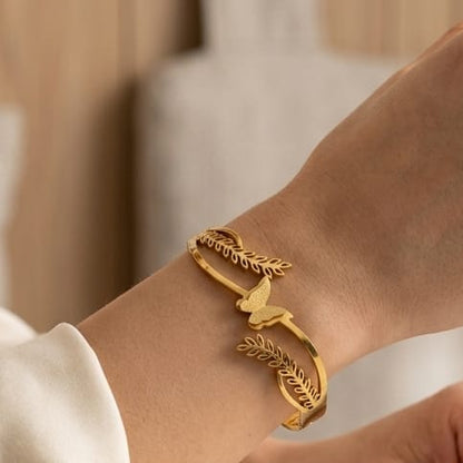 Mariposa Butterfly Anti-Tarnish Gold Cuff Bracelet