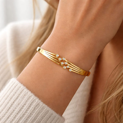 Meridian Wave Anti-Tarnish Gold Cuff Bracelet