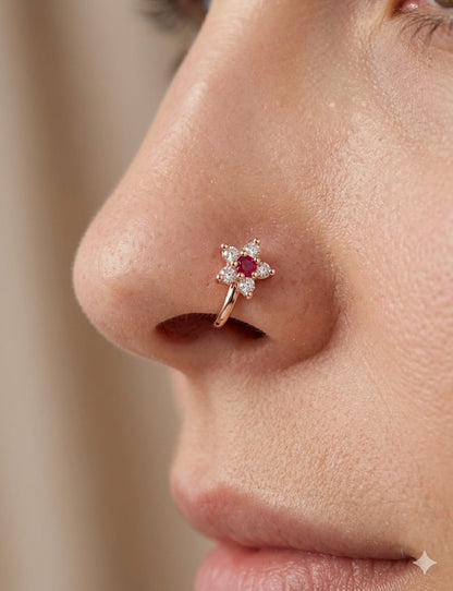Floral Grace Clip-On Nose Pin
