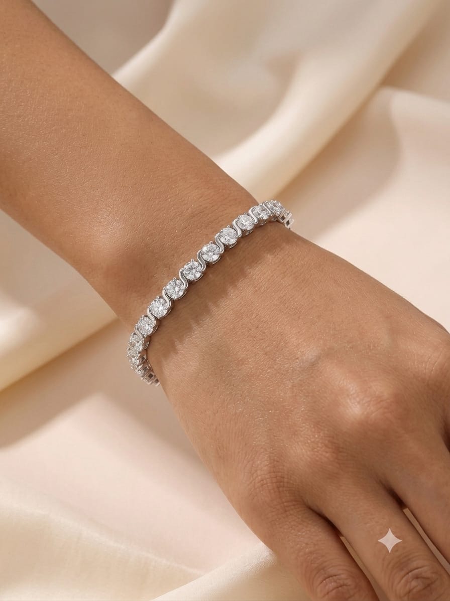 Floral Crystal Link Tennis Bracelet
