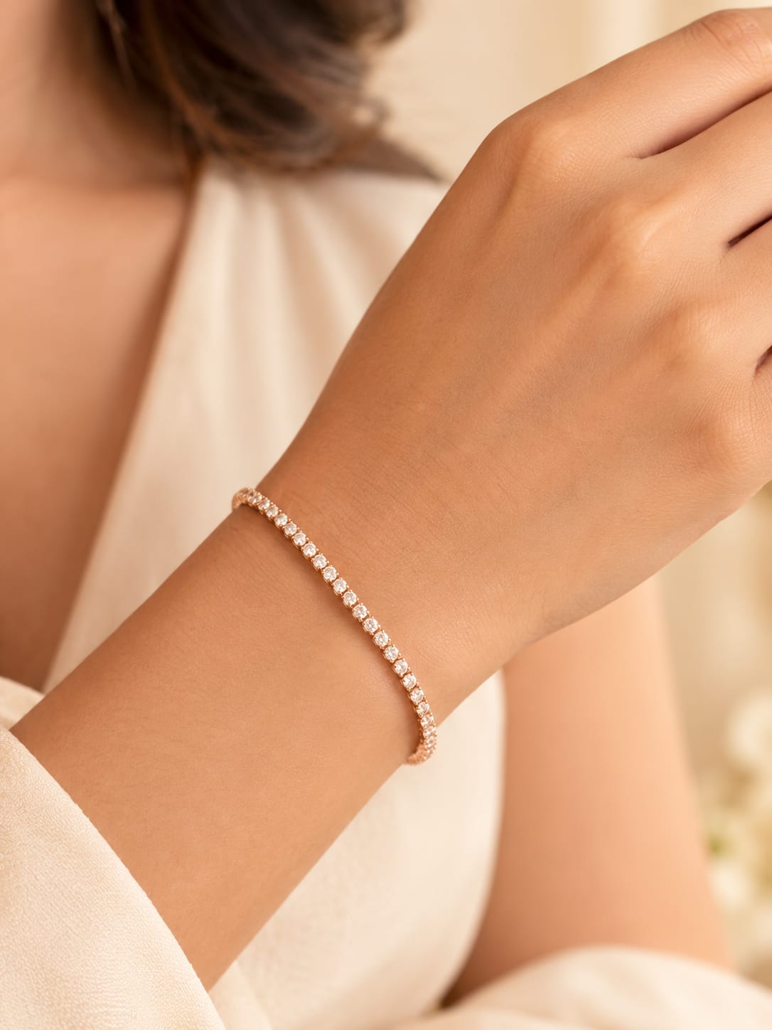 Rose Gold Crystal Tennis Bracelet