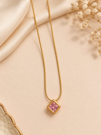 Pink Square Crystal Pendant