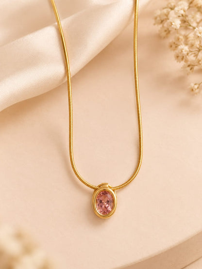 Pink Oval Crystal Pendant