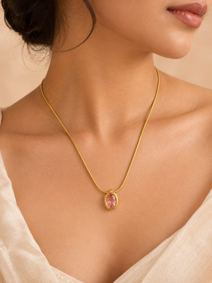 Pink Oval Crystal Pendant