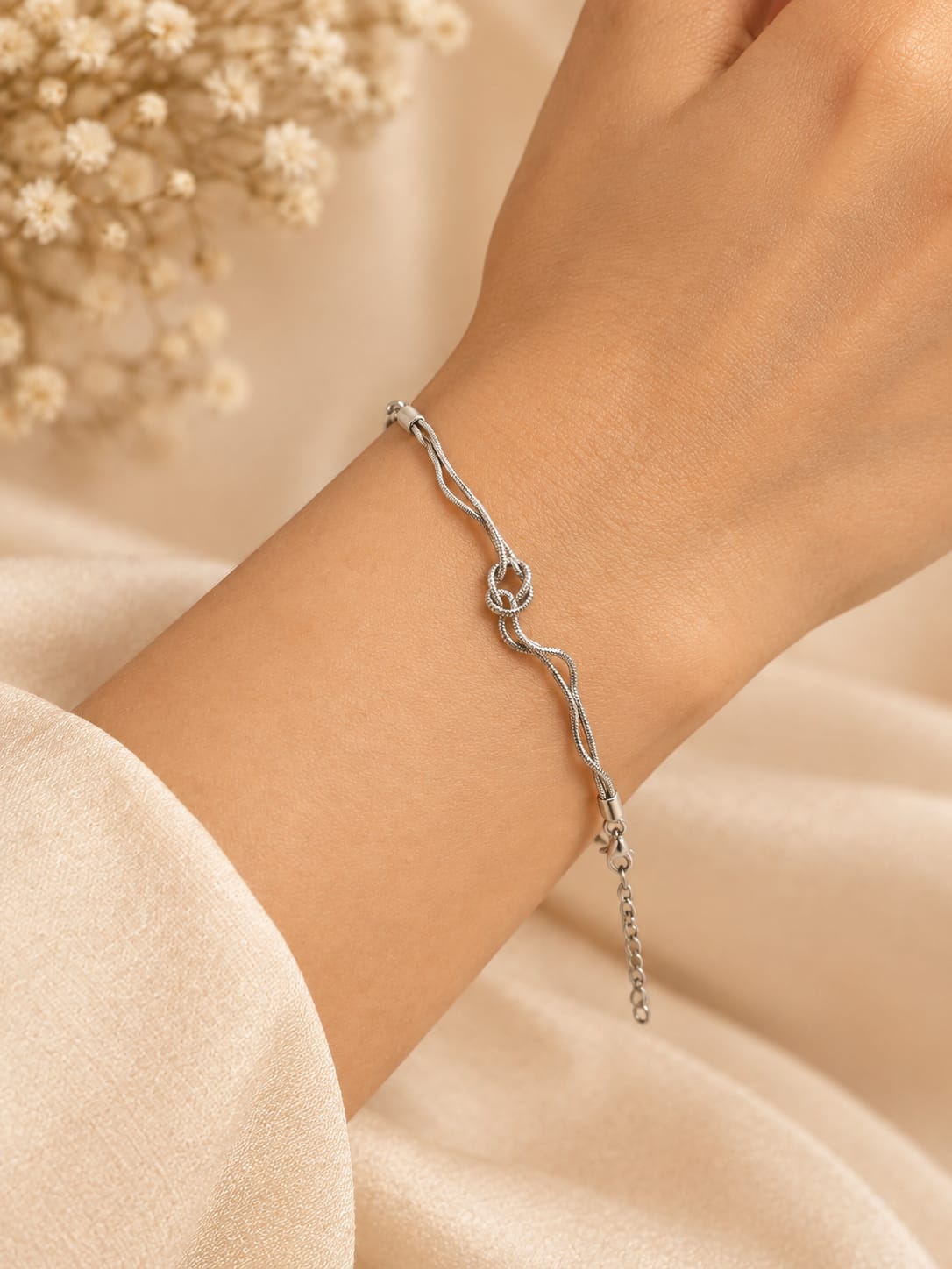 Intertwined Knot Silver Bracelet