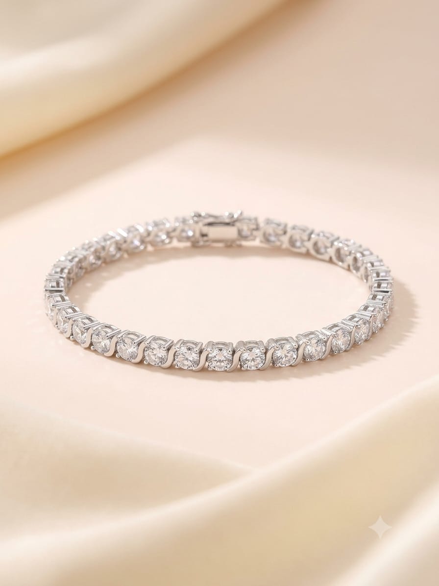 Floral Crystal Link Tennis Bracelet